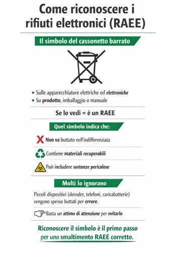 come riconoscere i rifiuti elettronici infografica