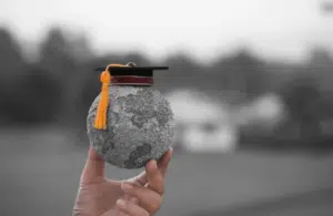 la terra con un berretto da diploma