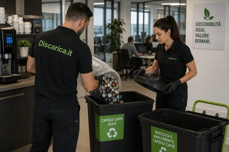 foto operatori di discarica.it smaltiscono le capsule caffè