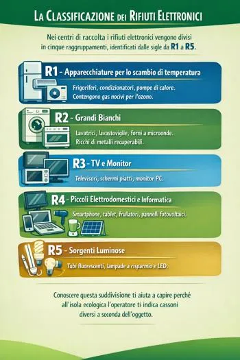 infografica classificazione rifiuti elettronici