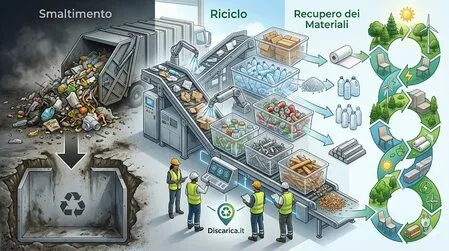 infografica differenza tra riciclaggio e smaltimento rifiuti