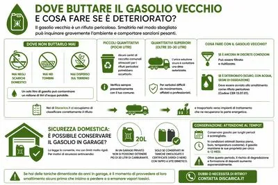 infografica dove buttare il gasolio vecchio