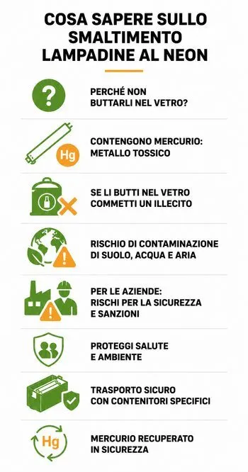 infografica smaltimento lampadine al neon