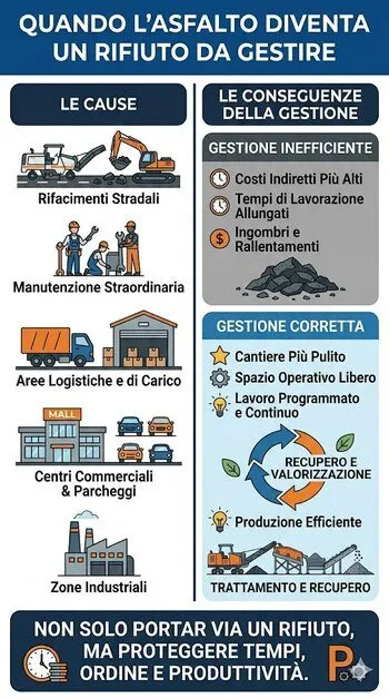 infografica su quando l'asfalto va smaltito