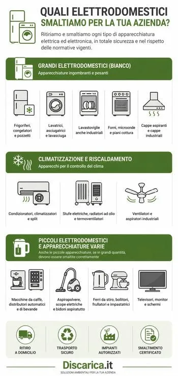 infografica tipi di elettrodomestici da smaltire