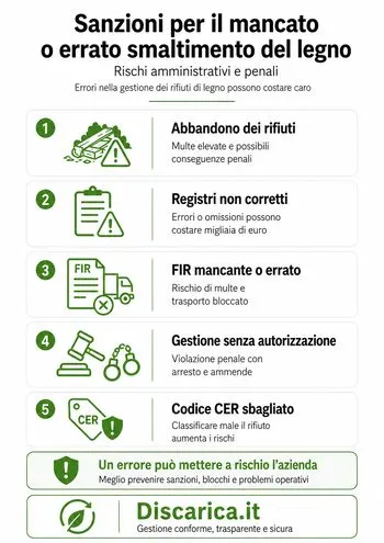 sanzione errato smaltimento degli scarti di legno