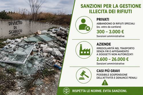 sanzioni rifiuti illeciti in vetro